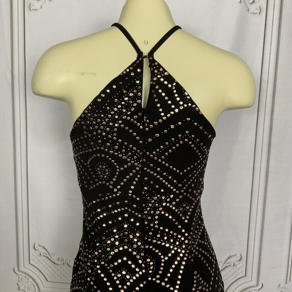 Jump Apparel Black & Gold Bronze Mermaid Style Halter Evening Gown Women 1 / 2 - Picture 4 of 8